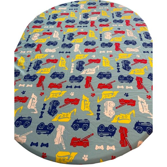 Nickelodeon Truck Bulldozer Dog Bone Puppy Paw Blue Fitted Sheet Kids Full Size - Picture 1 of 7